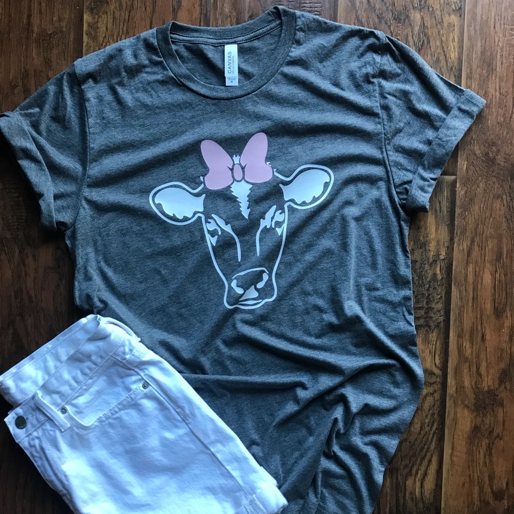 Soft grey cow face tee